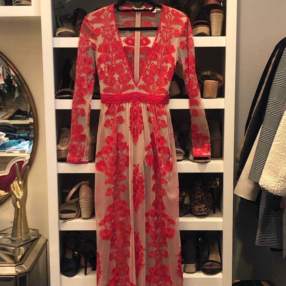 For Love & Lemons Sheer Embroidered Dress
